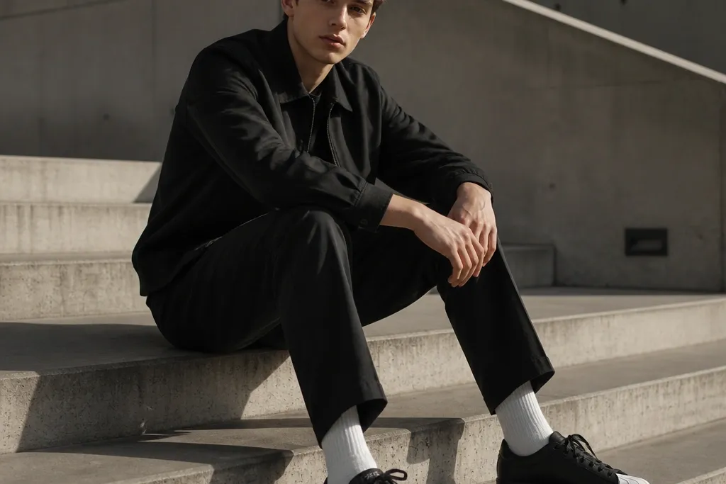 Aesthetic adidas superstar outfit men black