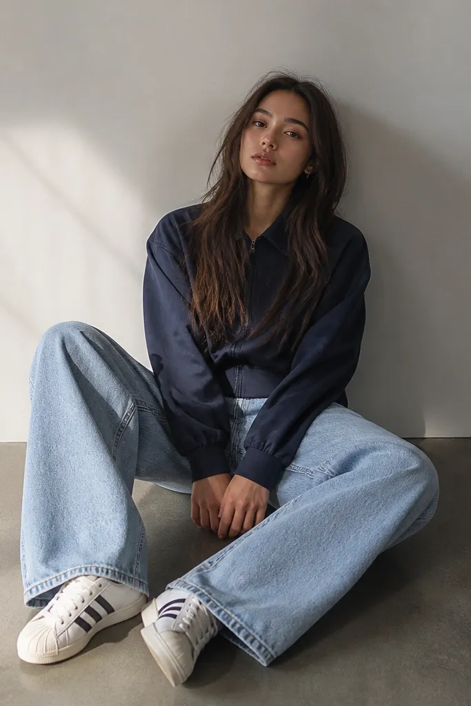 Baggy jeans adidas superstar outfit baggy budget