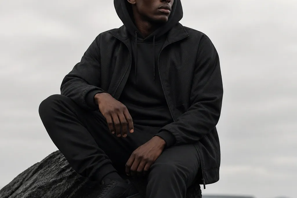Seasonal evergreen all black superstar adidas outfit