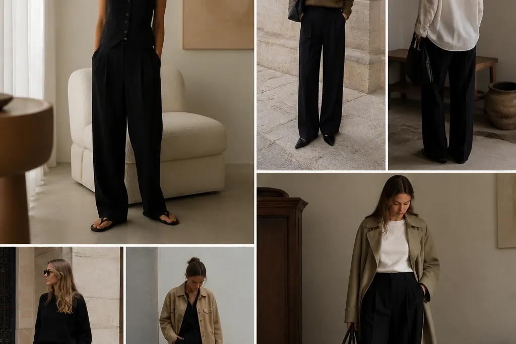 Aesthetic black linen pants outfit fall combos