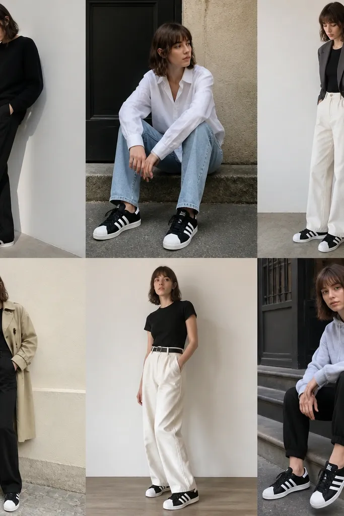 Budget black adidas superstar outfit ideas