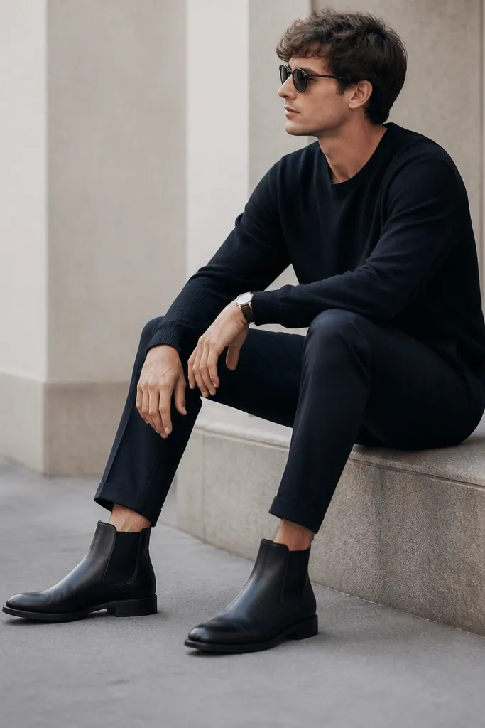Black Chelsea Boots Men Outfit Casual in a Modern Minimalist Way