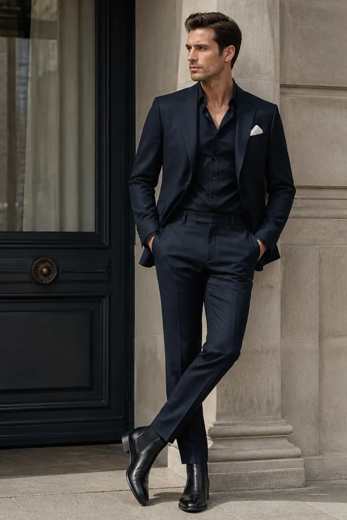 Black Chelsea Boots Men Outfit Formal for All Year Events