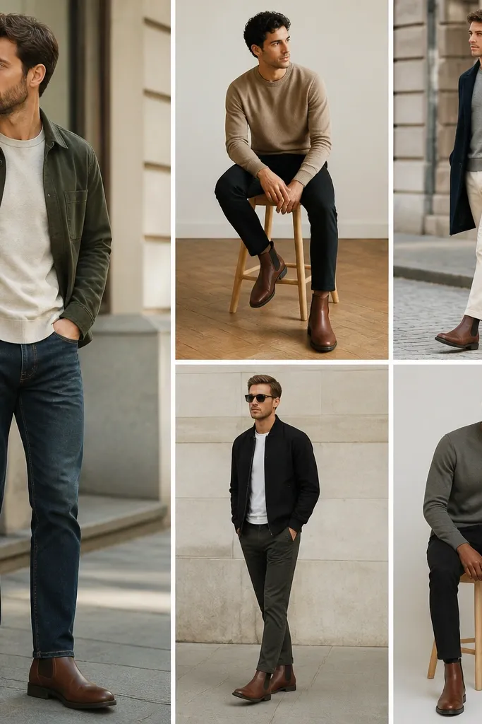 Brown Chelsea Boots Men Outfit Ideas on a Budget