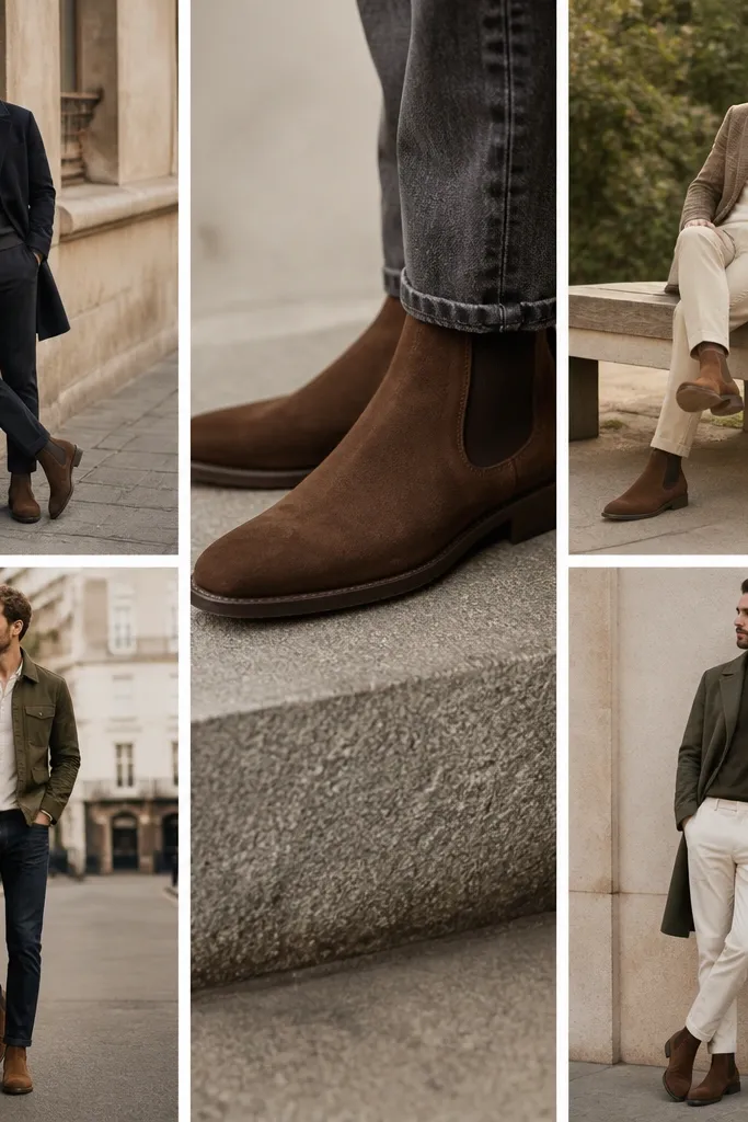 Brown Suede Chelsea Boots Men Outfit Ideas for Refined Style