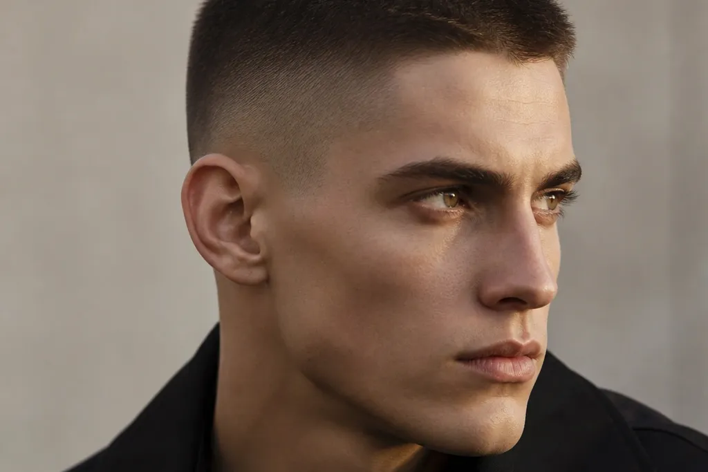 Aesthetic buzz cut mens longer on top