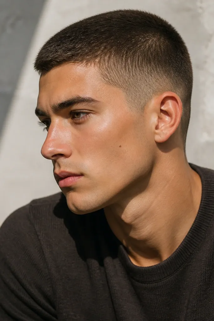 Cozy year-round buzz cut mens low fades
