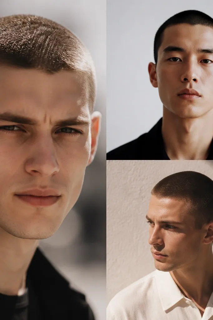 Low-maintenance buzz cut mens straight styles