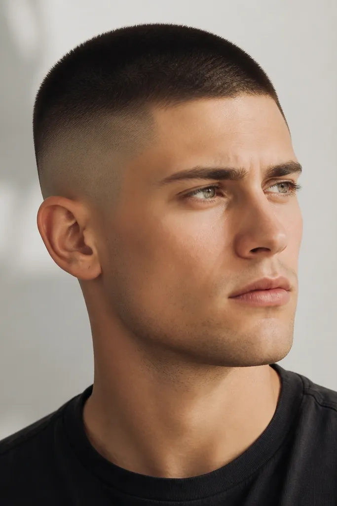 Modern minimalist buzz cut mens fades