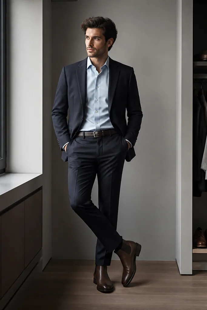 Chelsea Boots Men Outfit Formal for Small Spaces