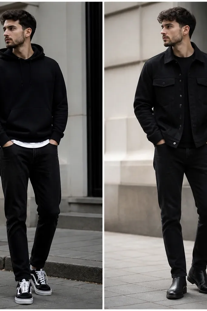 Comparison review black jeans outfit mens streetwear
