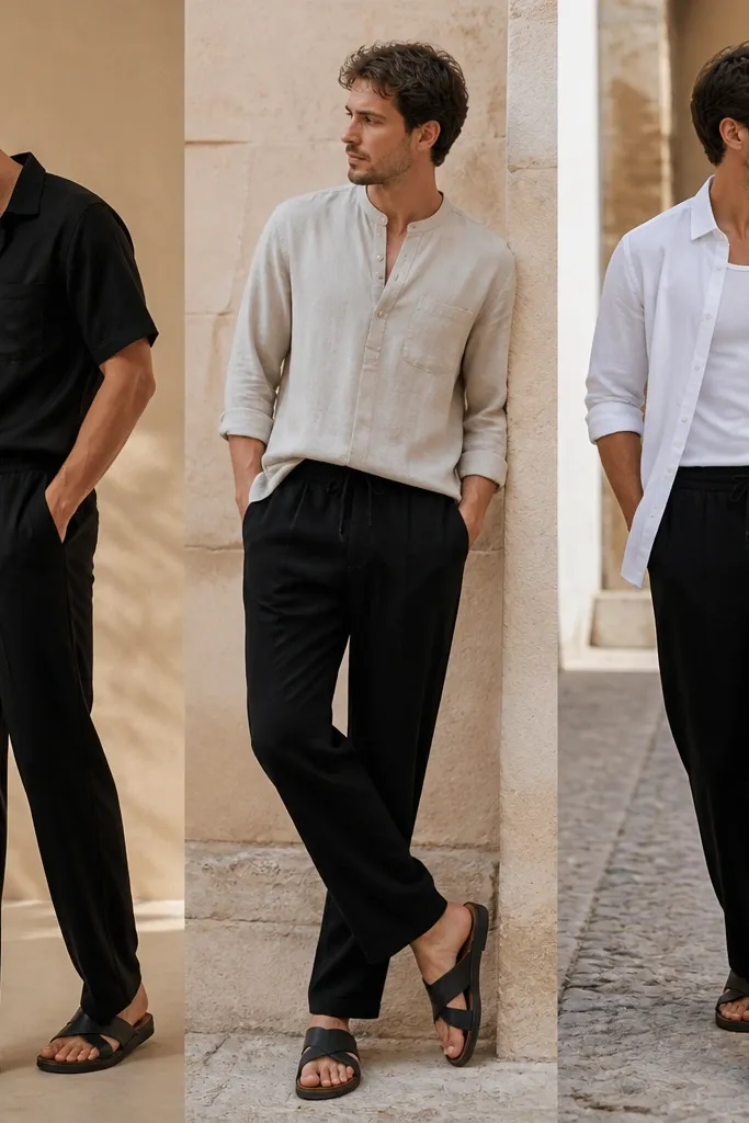 Comparison review black linen pants outfit men