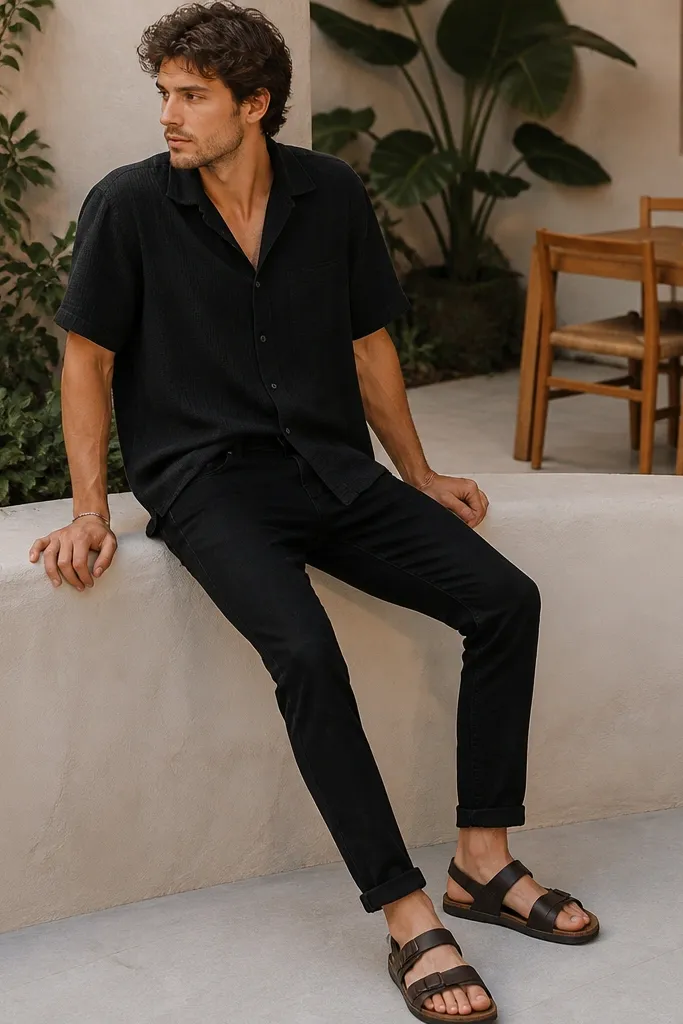 Cozy black jeans outfit mens summer outfits