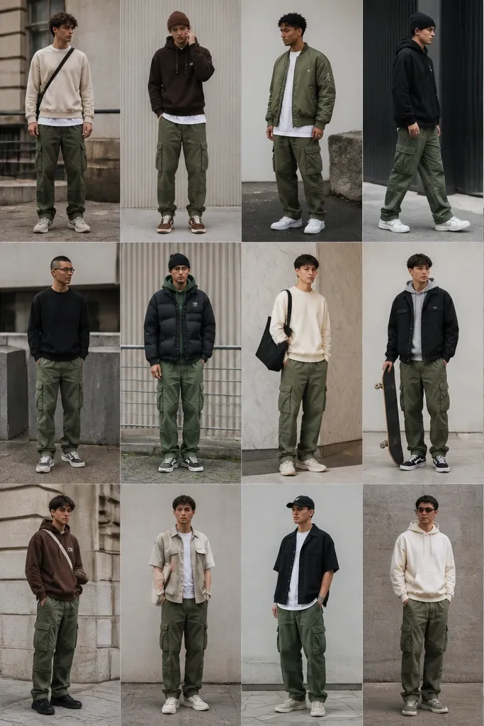 19 Green Cargo Pants Outfit Men Streetwear Ideas