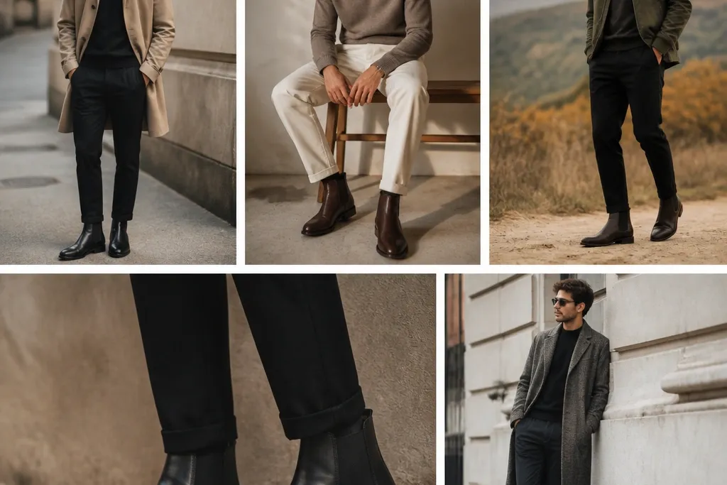 Leather Chelsea Boots Men Outfit Ideas for Low Maintenance