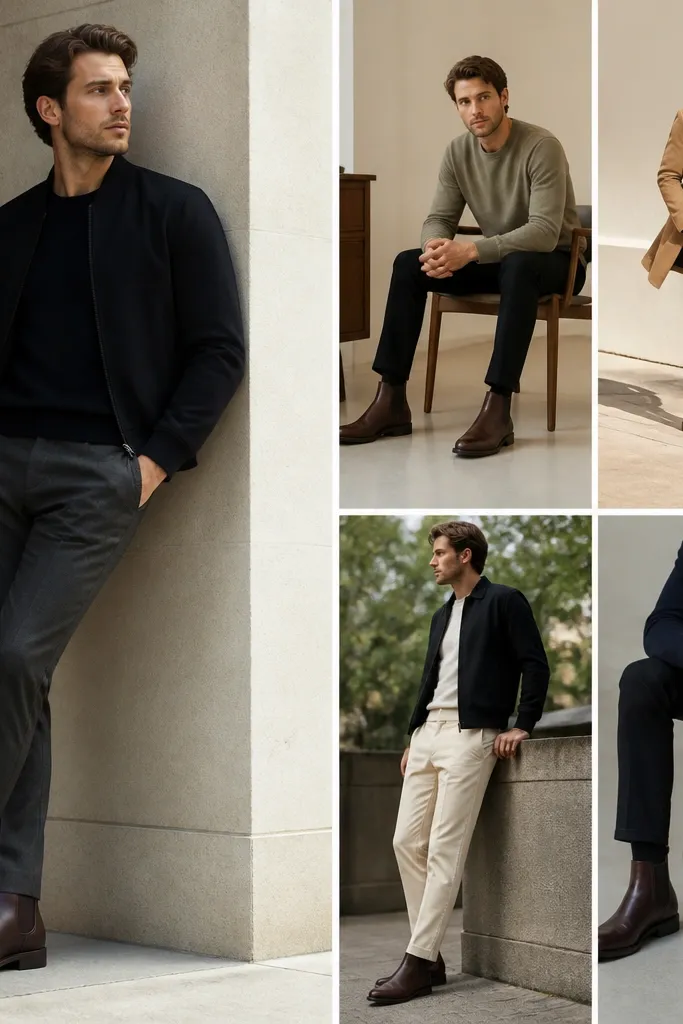 Leather Chelsea Boots Men Outfit Ideas for Low Maintenance