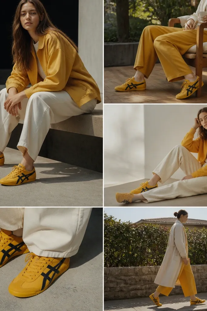 onitsuka tiger mexico 66 yellow outfit for year-round style