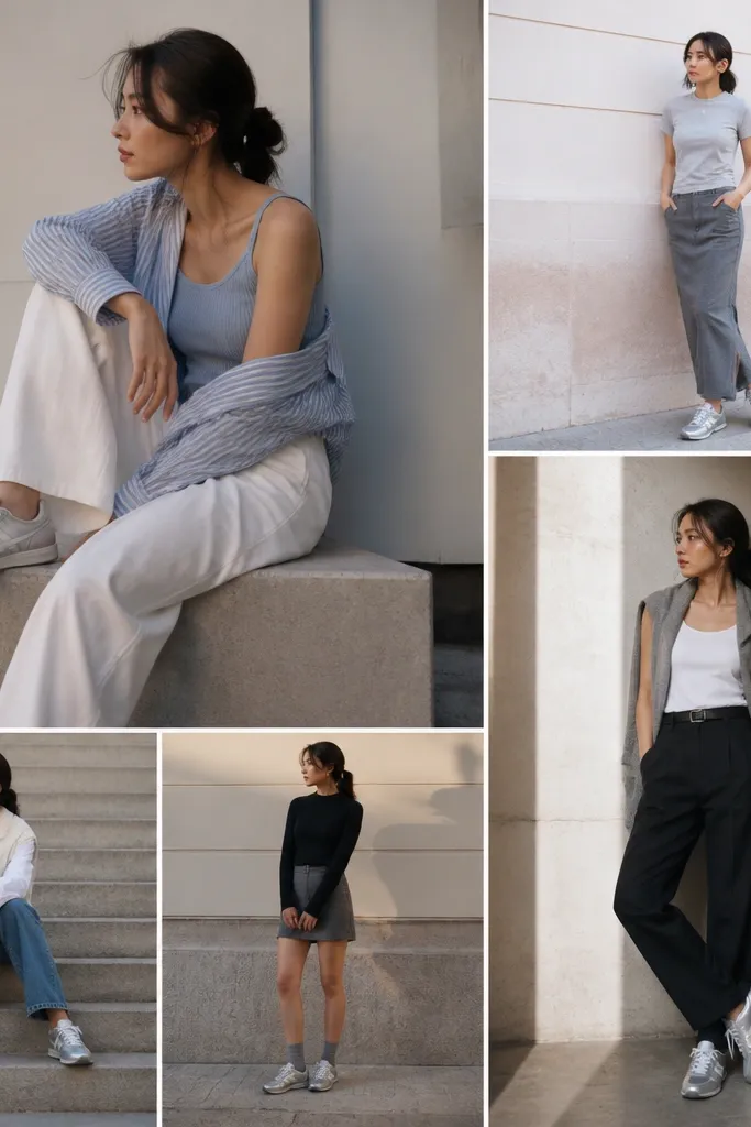 Silver onitsuka tiger outfit ideas on a budget