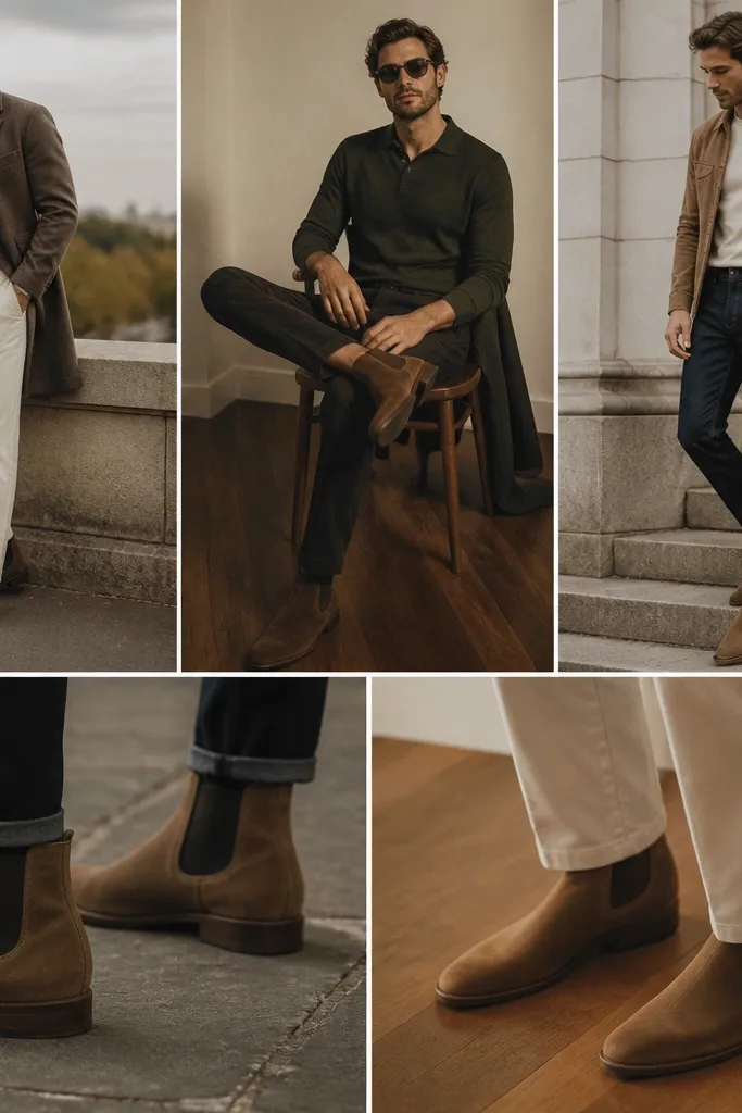 Suede Chelsea Boots Men Outfit Ideas with an Aesthetic