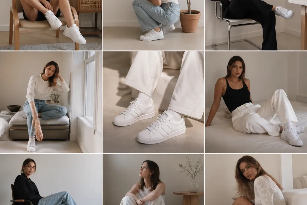 Small space white adidas superstar outfit ideas